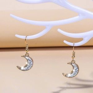 Any 2/$20! Gold/White Half Moon Crystals Earrings
